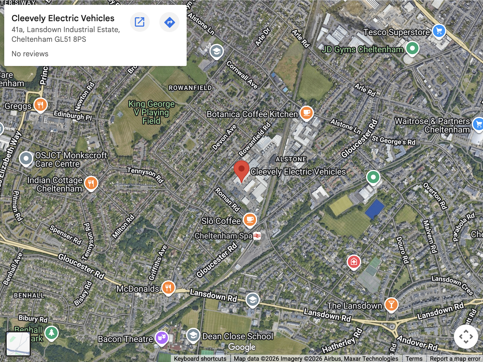Map · CoolCars EV Centre, Cheltenham